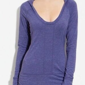 Zella purple hoodie Long Sleeve Top hand covers running exercise vguc